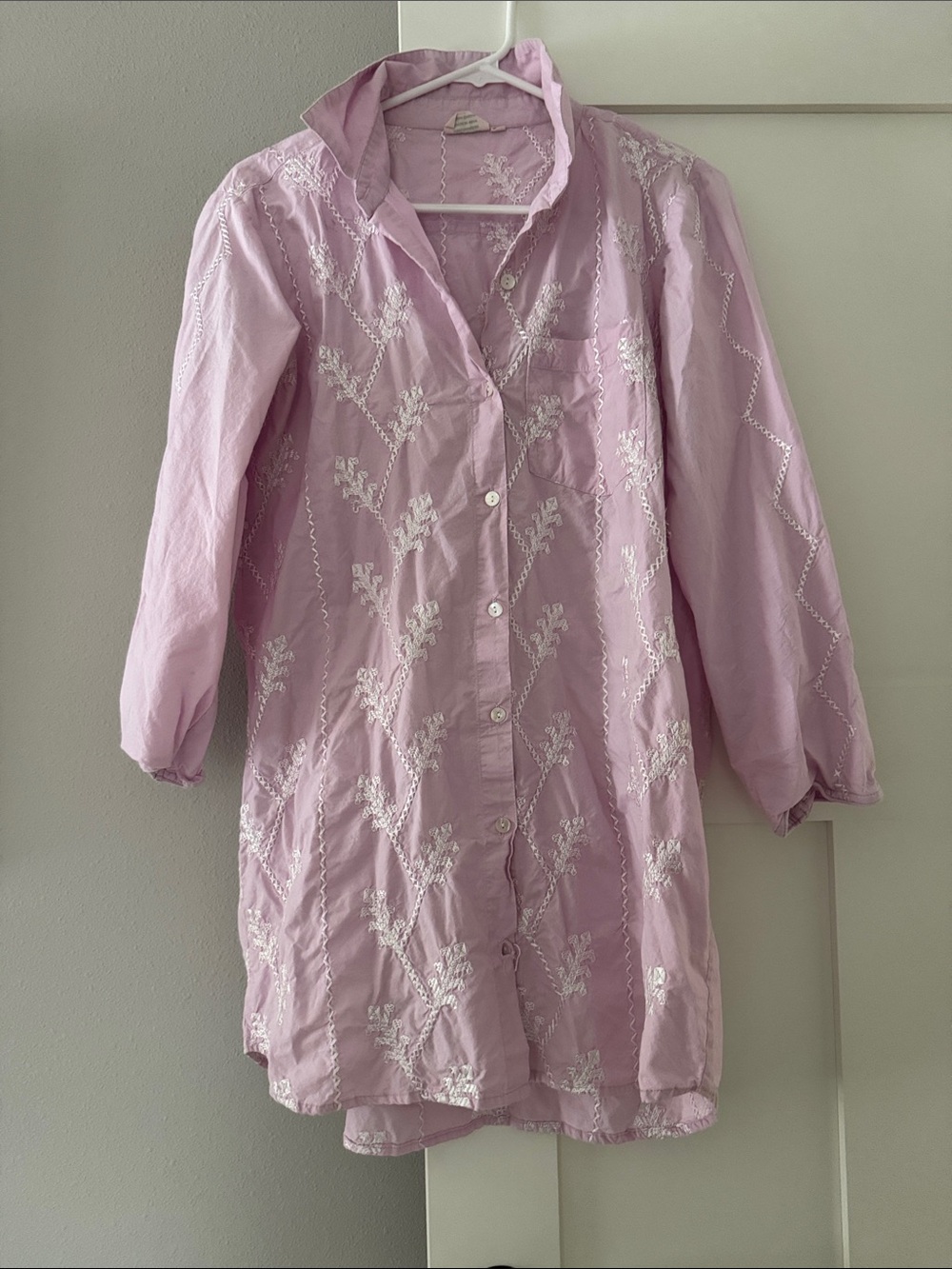Lavender Embroidered Mini Dress Shirt